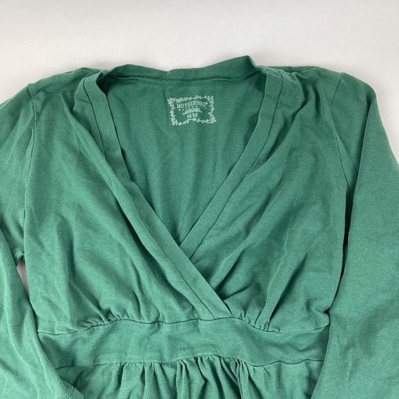 Motherhood Womens Blouse Green Vneck Cinch Waist M - Picture 2 of 9